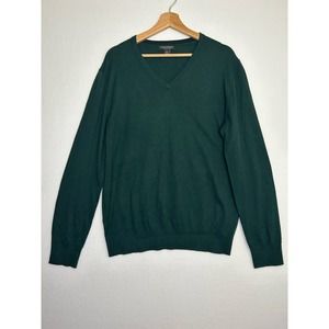 Banana Republic Mens Large Silk Cashmere Sweater Green V-Neck